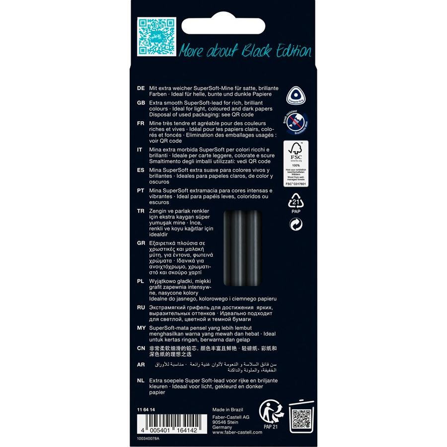 Faber-Castell Black Edition Colour Pencils - Skin Tones (12 Pack)