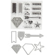 Clear stamps, embossing and cutting dies