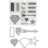 Clear stamps, embossing and cutting dies
