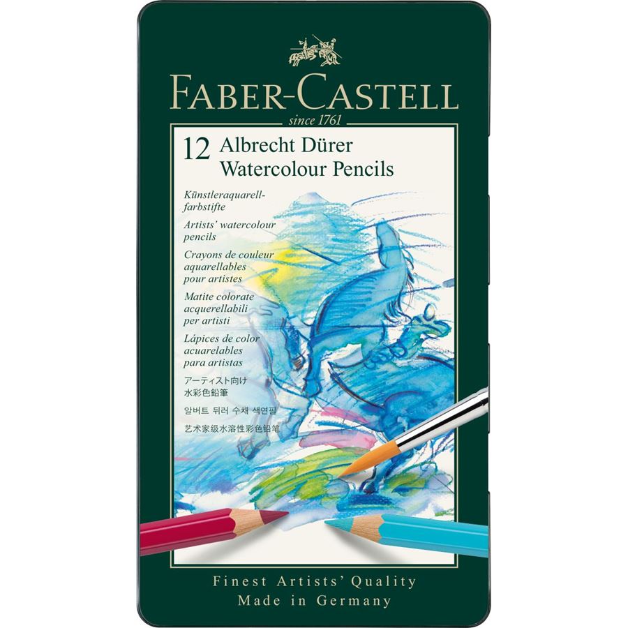 Faber Castell Albrecht Dürer Tin 12 Watercolour Colouring Pencils