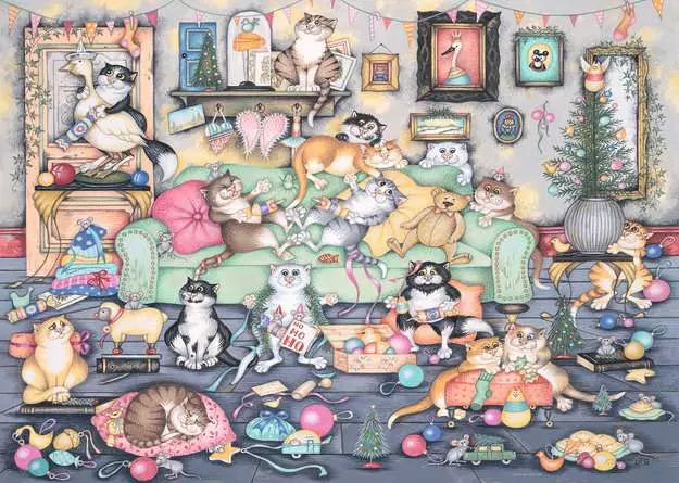 1000 Piece Jigsaw Puzzle - Crazy Cats Christmas Crackers