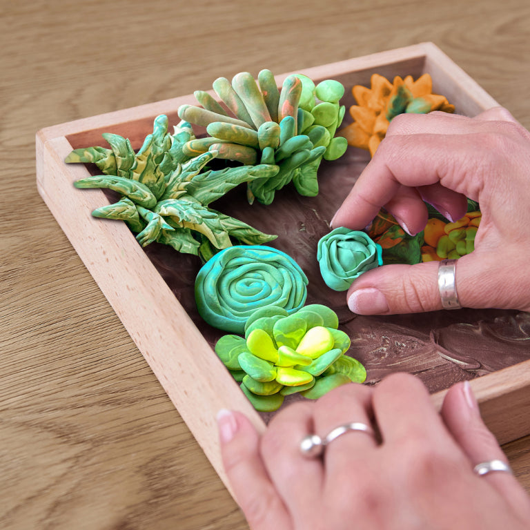 OKTO Wood & Clay Craft DIY - Succulents Energy