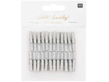 CLIPS SMALL,WOOD SILVER GLITTE24 PCS, 3CM, 4 x