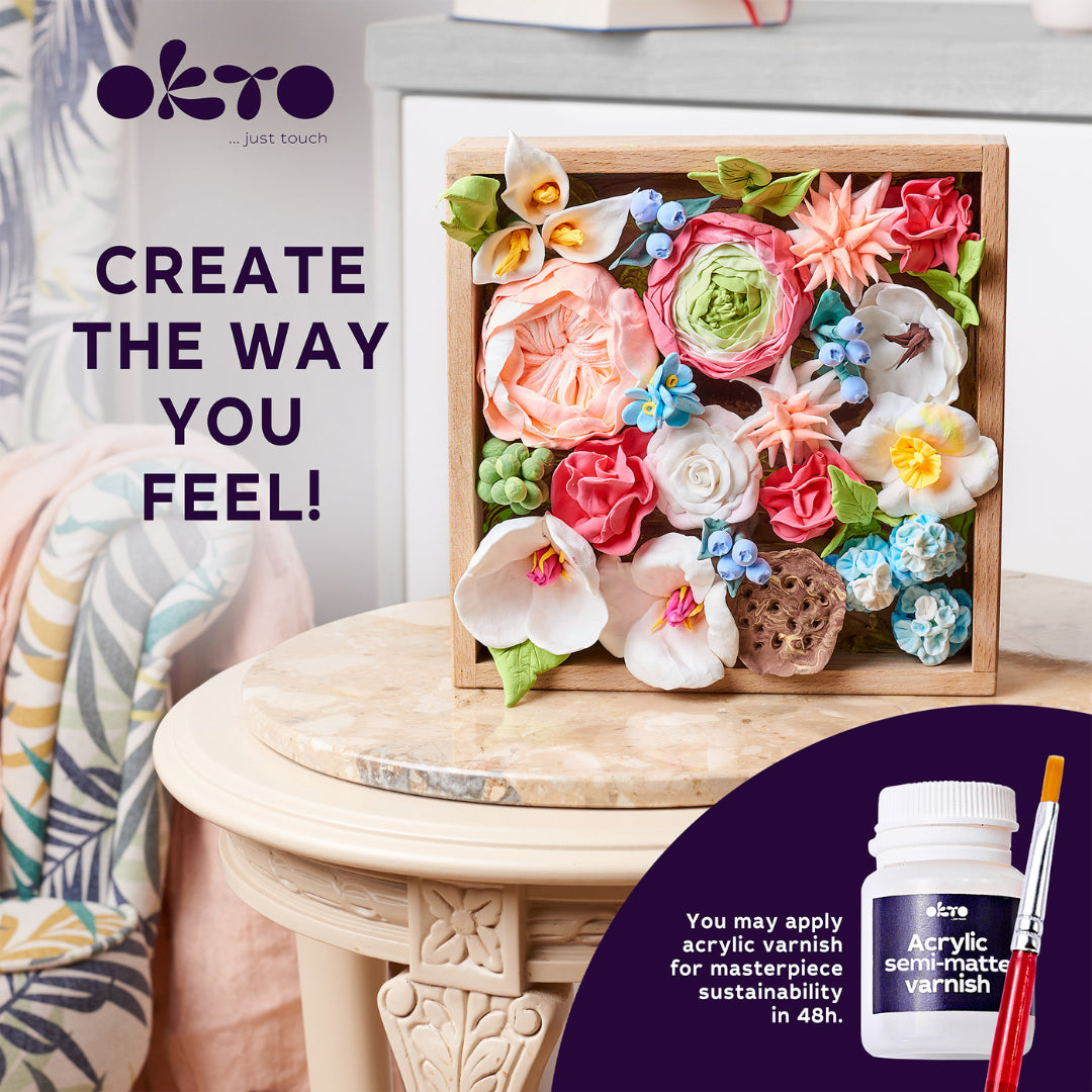OKTO Wood & Clay Craft DIY - Romance Flowers