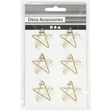 Metal Paperclips, size 30x30 mm, 6 pcs, gold
