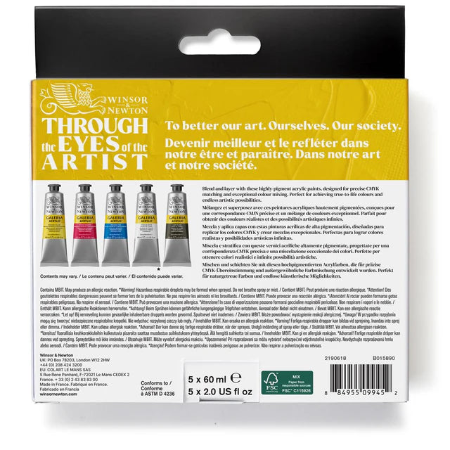 Winsor & Newton Galeria Acrylic Colour - Process Set (5x60ml)