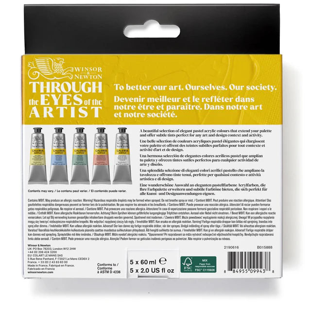 Winsor & Newton Galeria Acrylic Colour Pastel Set (5x60ml)