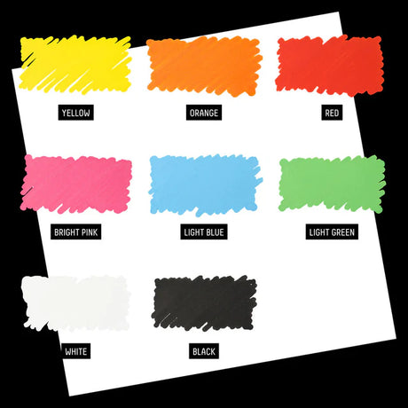 Color swatches with labeled colors on a white background