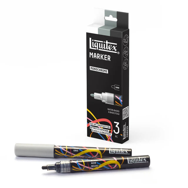 Liquitex Marker Set - Monochrome (3 x 2mm)