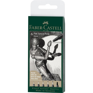 Faber-Castell Pitt Artist Pen India Ink Pen - Black Wallet Of 6
