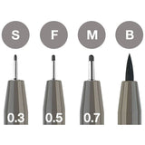 Faber-Castell Pitt Artist India Ink Pens - Warm Grey 1V (4 Pack)