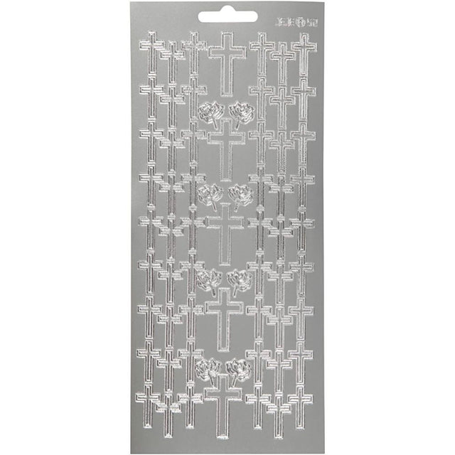 Stickers 10x23cm Sheet - Silver Cross