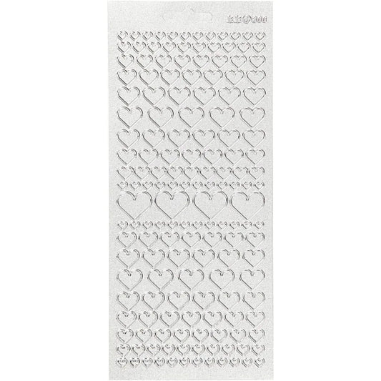 Stickers Silver Hearts - 1 Sheet