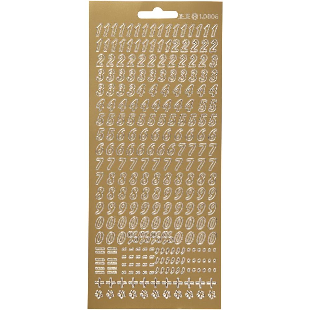 Stickers 10x23cm Sheet - Gold Numbers