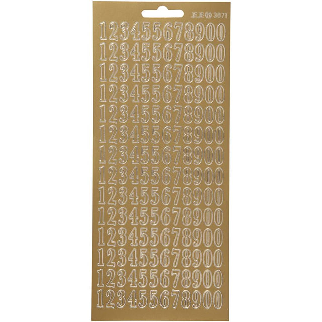 Stickers 10x23cm Sheet - Gold Numbers