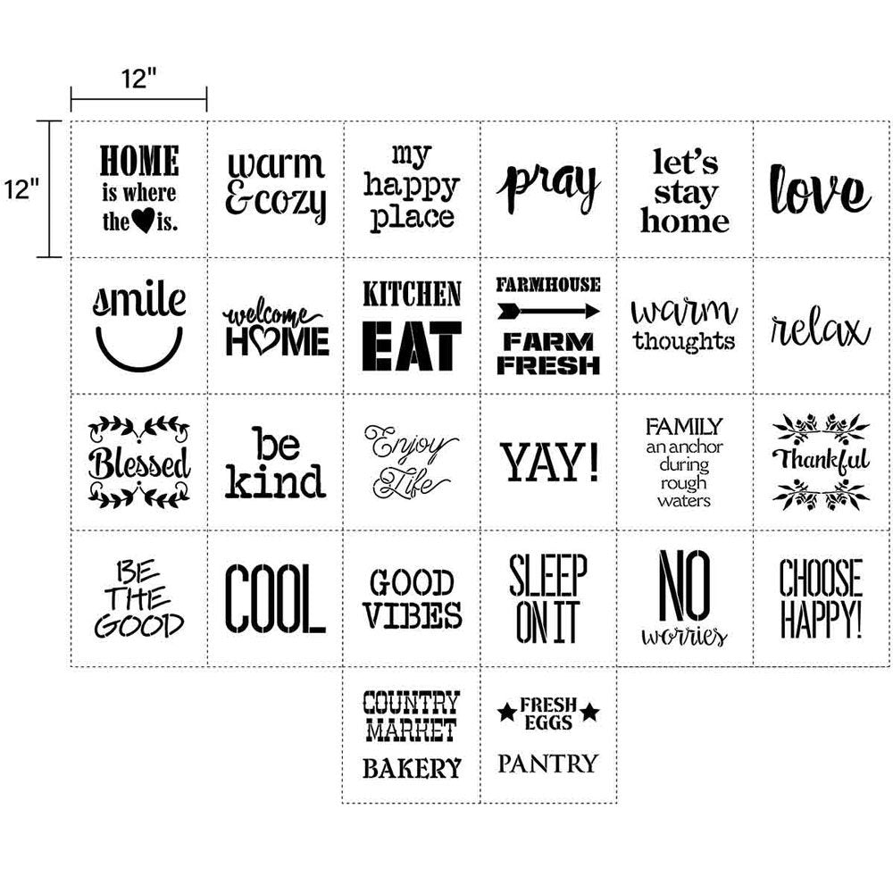 FolkArt Stencil 12x12 - Sign Making Variety Pack (26 Pack)