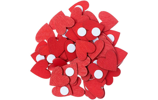 Motif sticker heart wood, 48 pieces, red