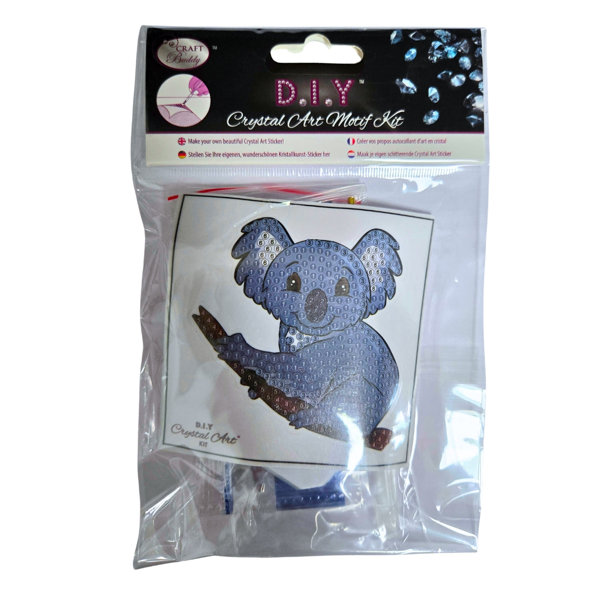 Crystal Art Sticker Motif 9x9cm - Koala Bear