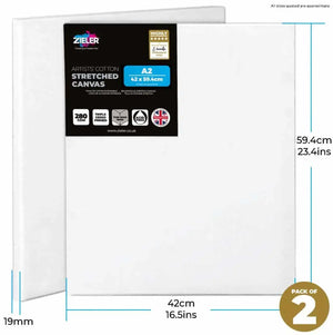 Zieler Stretched Blank Canvas - Quality thick 280gsm Cotton Canvas