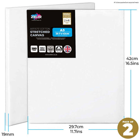 Zieler A3 Blank Stretched Canvas (Pack of 2)
