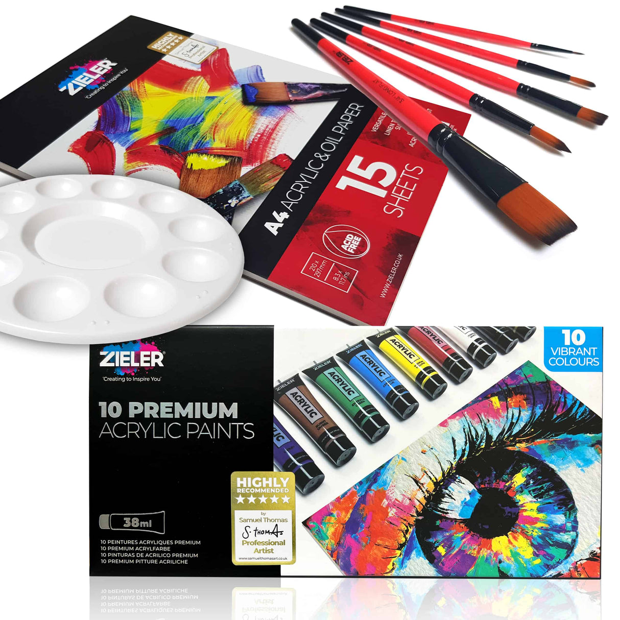 Zieler Acrylic Paint Starter Set - 17 Piece Gift Set