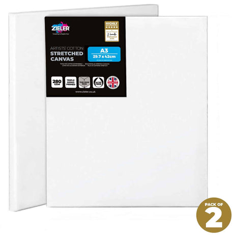 Zieler A3 Blank Stretched Canvas (Pack of 2)