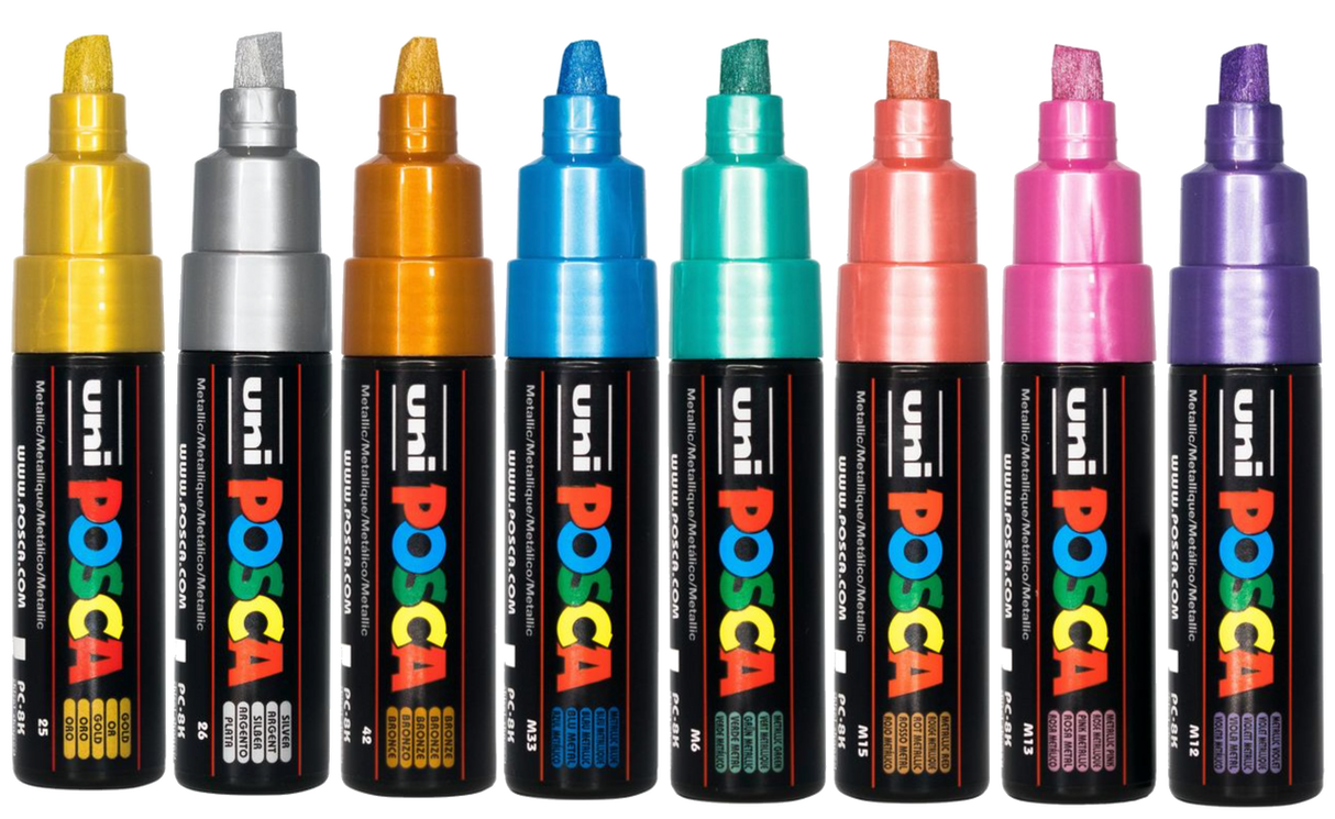 Posca PC-8K Marker Wallet Of 8 Metallic Colours