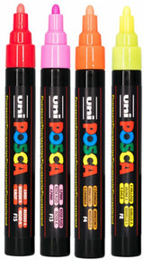 Posca PC-5M Wallet Of 4 Fluorescent Colours