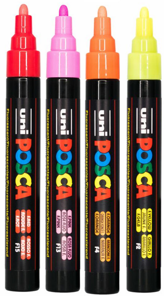 Posca PC-5M Wallet Of 4 Fluorescent Colours