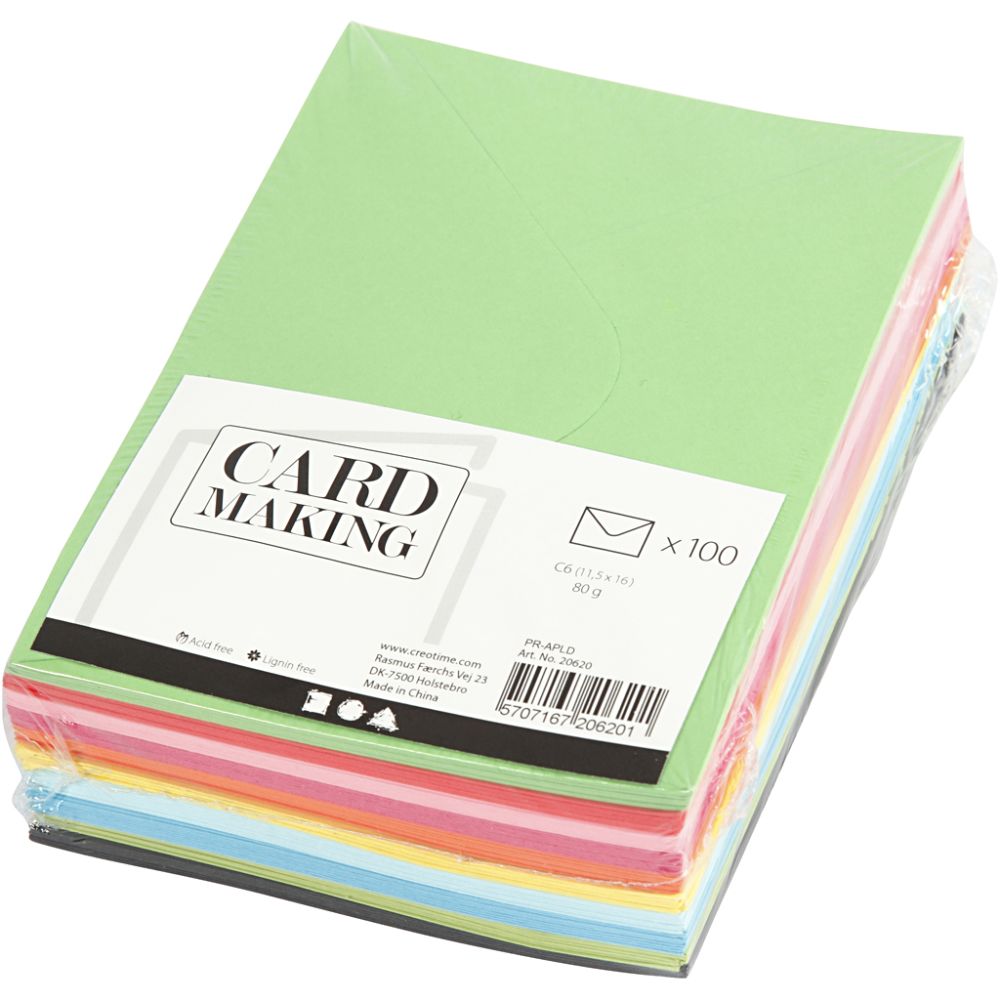 Coloured Envelopes C6 11.5x16 cm 80g (100 Set)