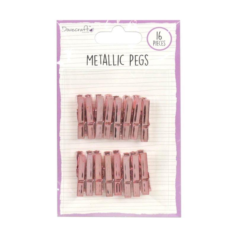 Dovecraft Metallic Pegs - Rose Gold (16 Pack)