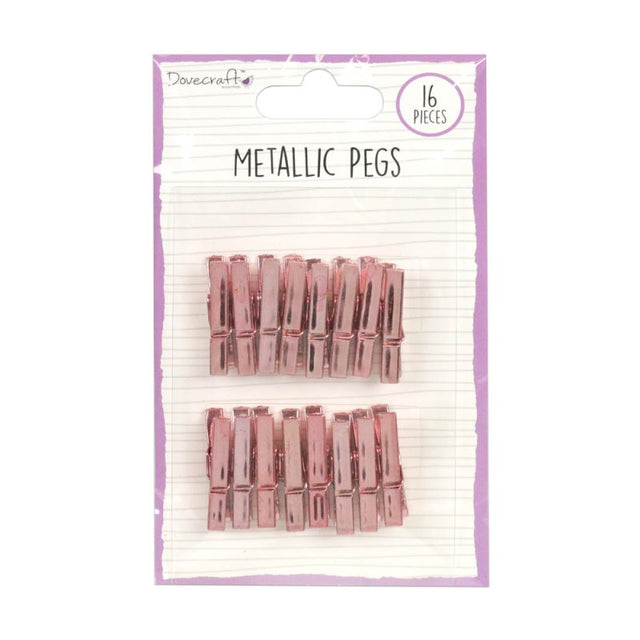 Dovecraft Metallic Pegs - Rose Gold (16 Pack)