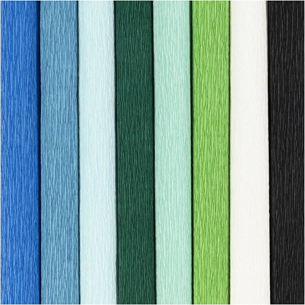 Crepe Paper 25x60cm - Blue/Green (8 Sheets)