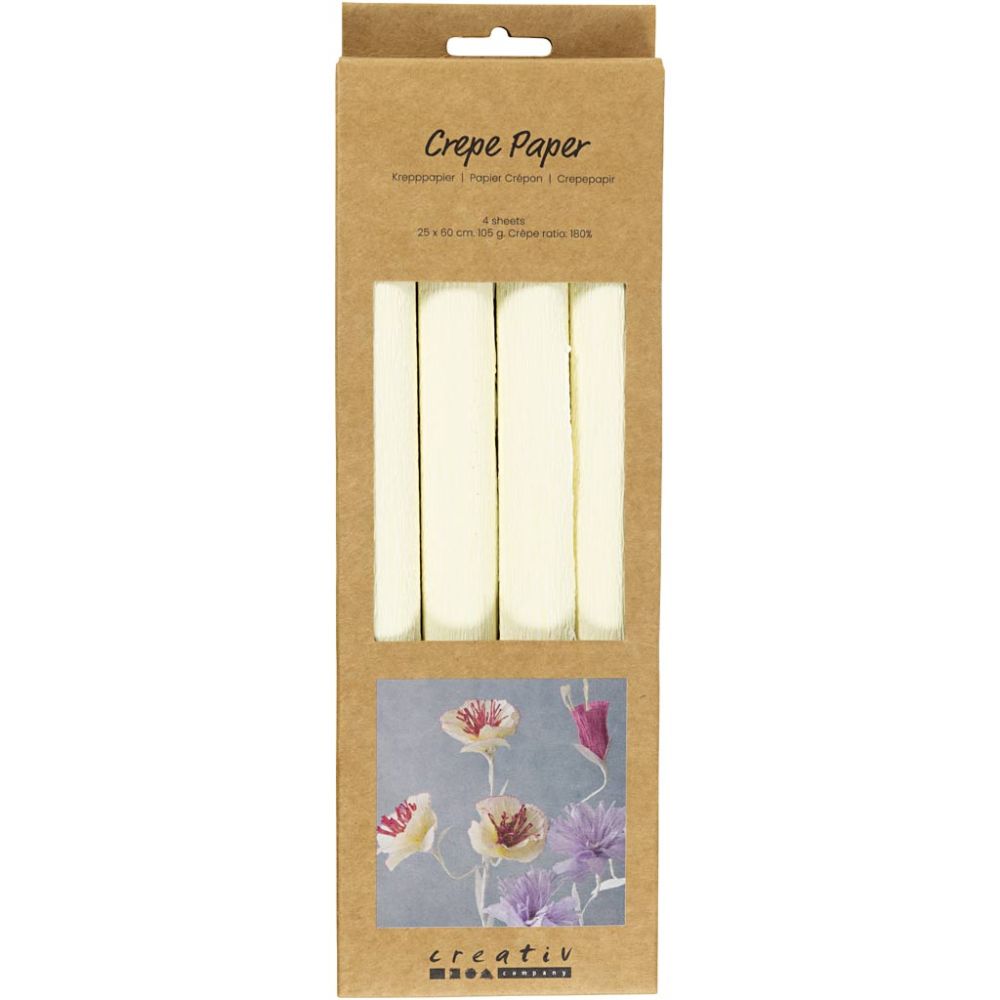 Crepe Paper 25x60cm - Off White (4 Sheets)