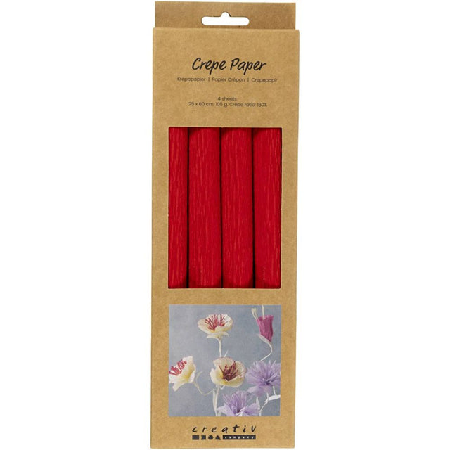 Crepe Paper 25x60cm - Red (4 Sheets)