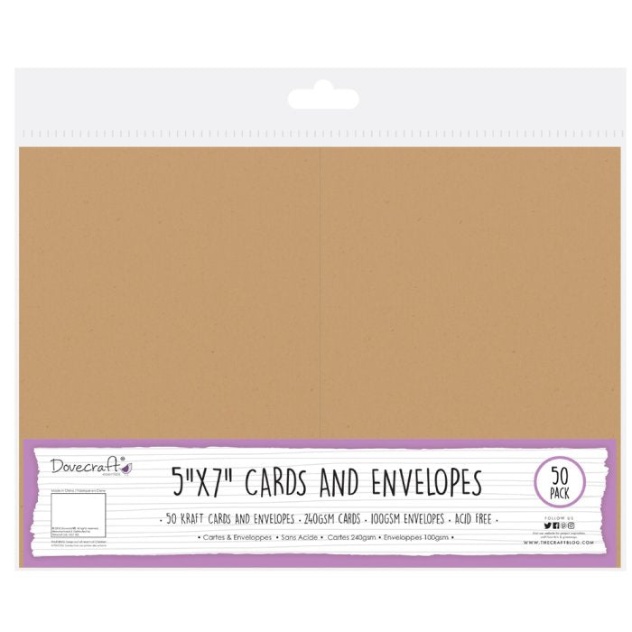 Dovecraft Cards & Envelopes 5x7 - Kraft (50 Pack)