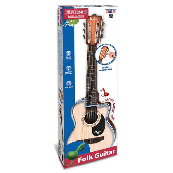 Bontempi Folk Guitar Wood Finish with Metal Strings Art Hobby