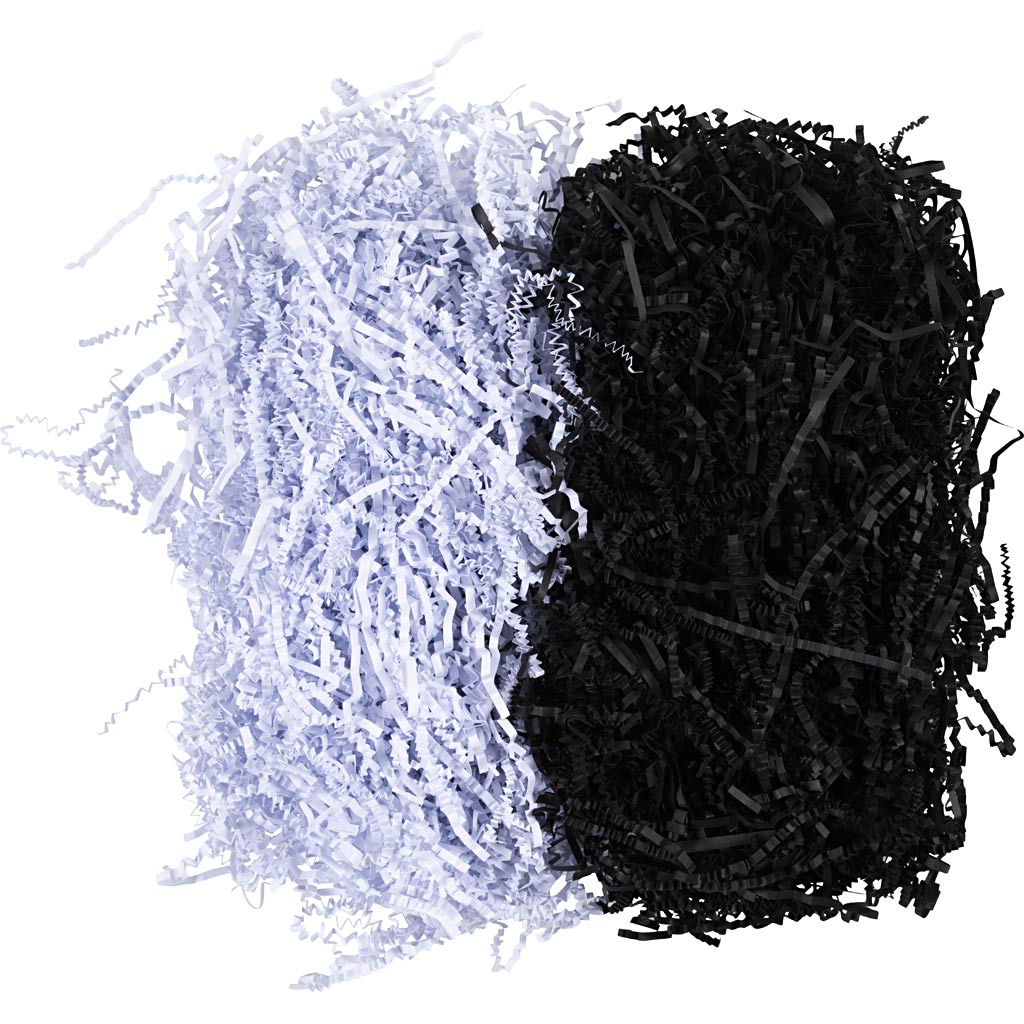 Crinkle Paper L:25-30cm W:3mm - Black &White 2x50g