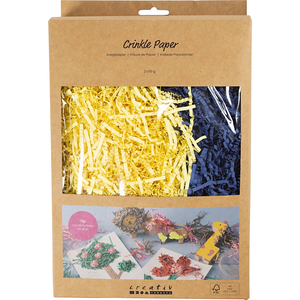 Crinkle Paper L:25-30cm W:3mm - Dark Blue Yellow 2x50g