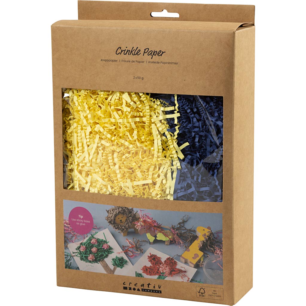 Crinkle Paper L:25-30cm W:3mm - Dark Blue Yellow 2x50g
