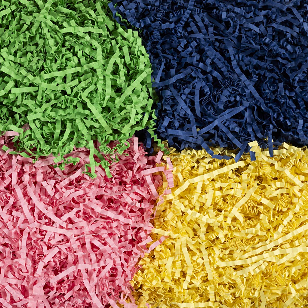 Crinkle Paper L:25-30cm W:3mm - Blue Dark Green Pink Yellow (4x50g)