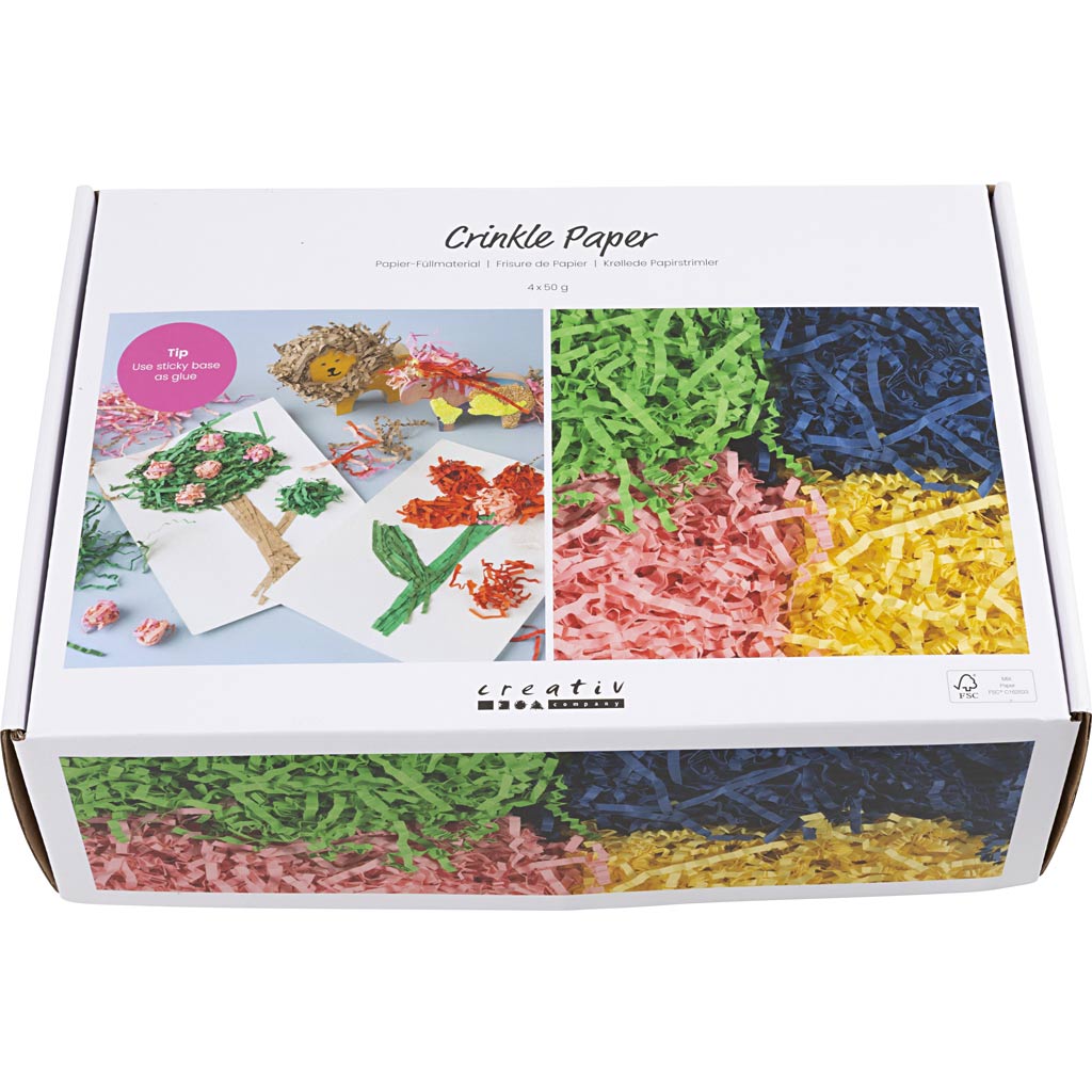Crinkle Paper L:25-30cm W:3mm - Blue Dark Green Pink Yellow (4x50g)