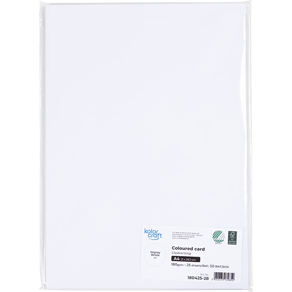 Card Paper A4 180g - White (25 Sheets)