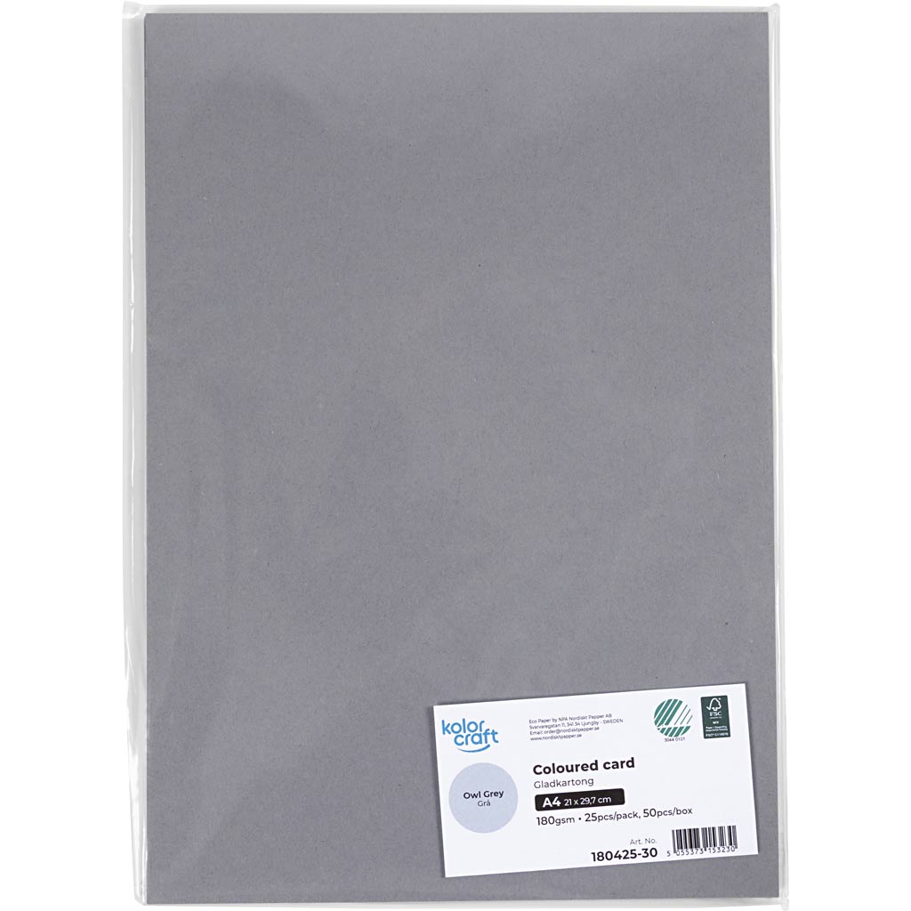 Card Paper A4 180g - Grey (25 Sheets)