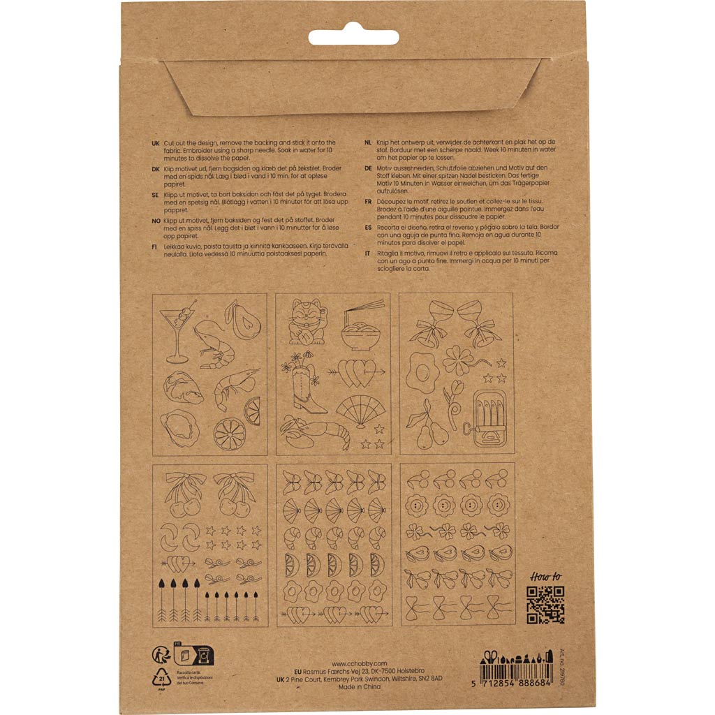 Stitch and Rinse Away Sheet - Decorative Designs A5 sheet 1485x210mm (6 Sheets)