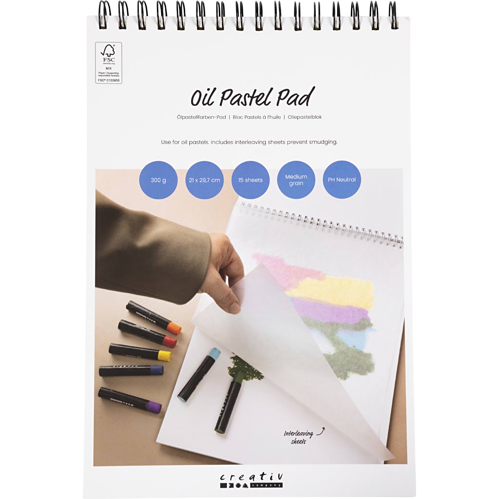 Oil Pastels Pad A4 sheet 210x297mm 300g - White (15 Sheets)