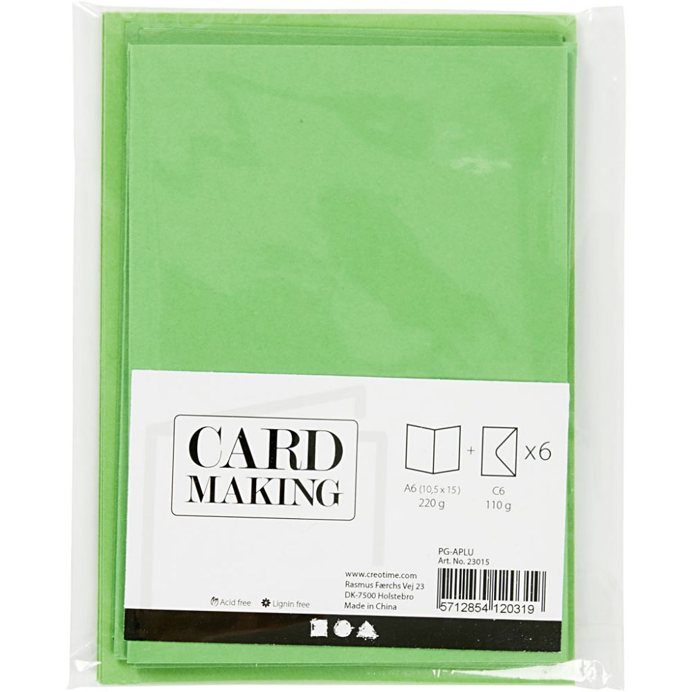 Cards & Envelopes A6 - Light Green (6 Set)