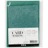Cards & Envelopes - Green Glitter (6 Pack)