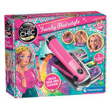 Clementon! Crazy Chic Beauty Trendy Hairstyle toy set in its retail packaging, featuring a pink hair styler and styling accessories on a colorful box with cartoon graphics.