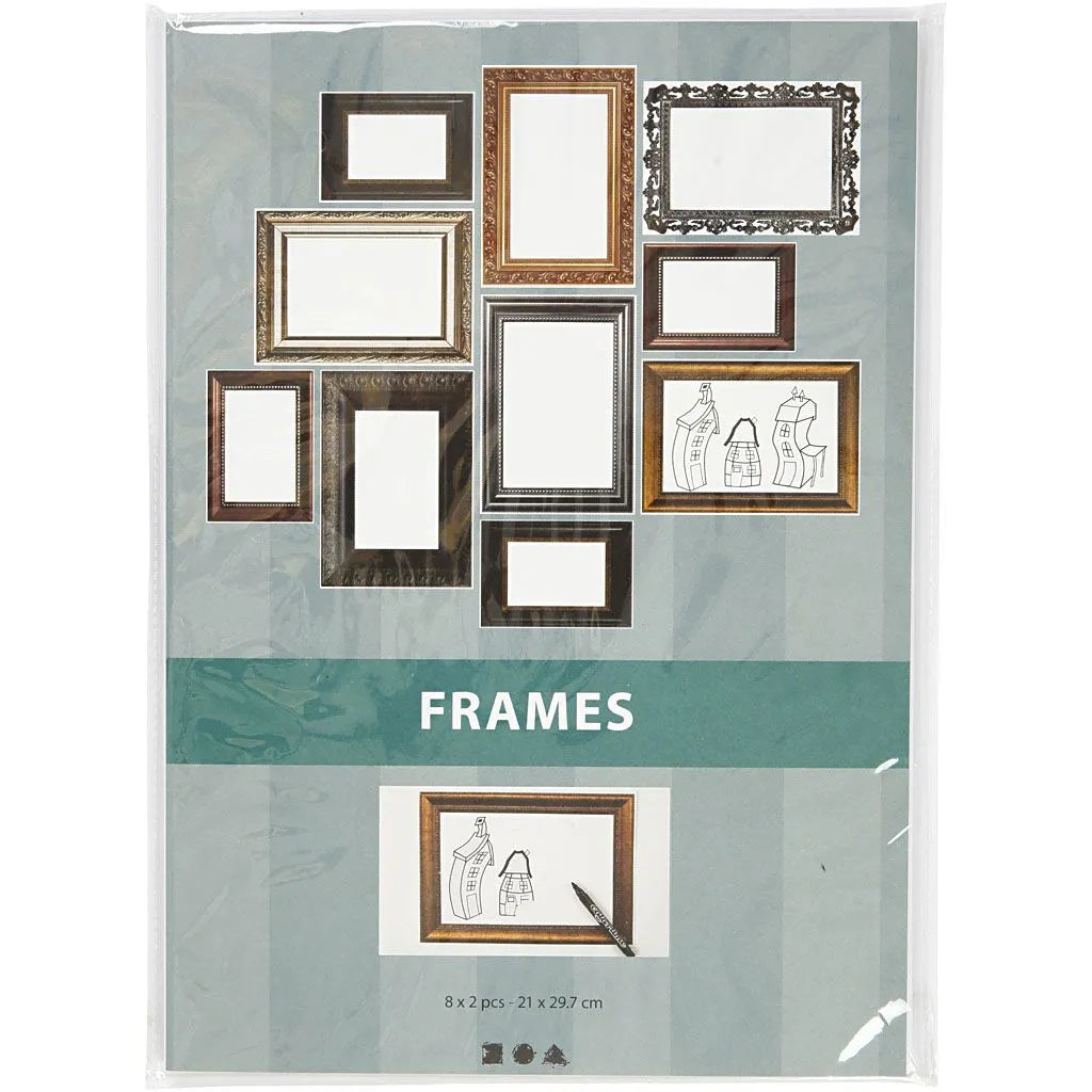 Frames, sheet 26.2x18.5 cm, 16 mixed sheets, metal